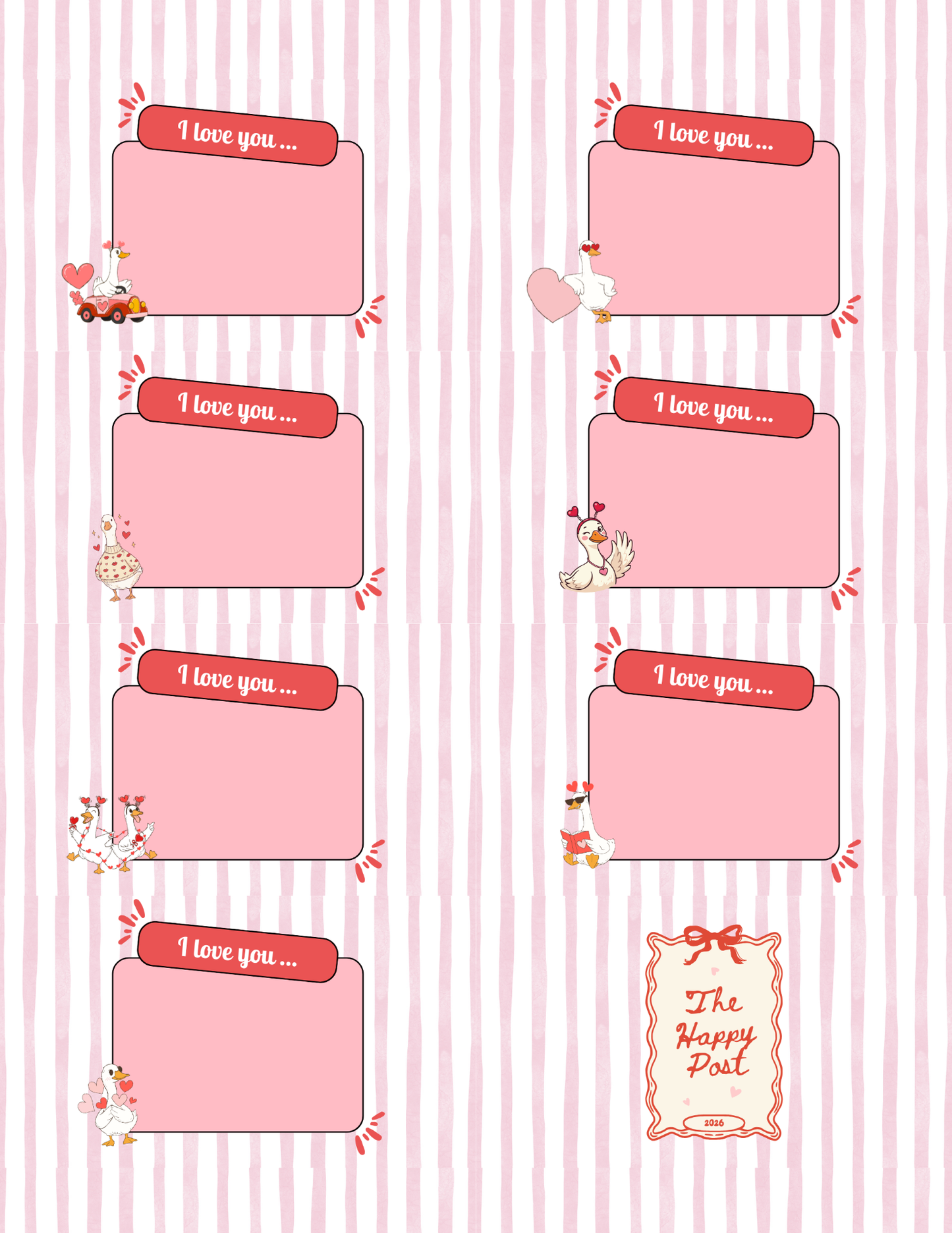 Extra Set - I Love You Cards